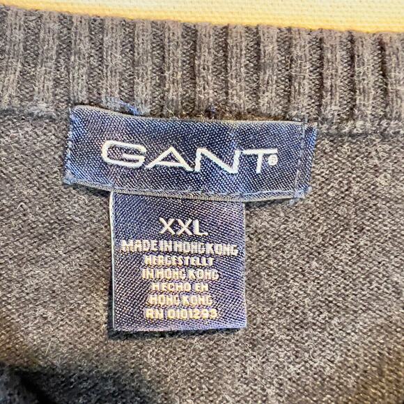 Gant Vintage Made in Hong Kong 100% Cotton Blue Argyle V-Neck Sweater Men's XXL - Picture 2 of 10